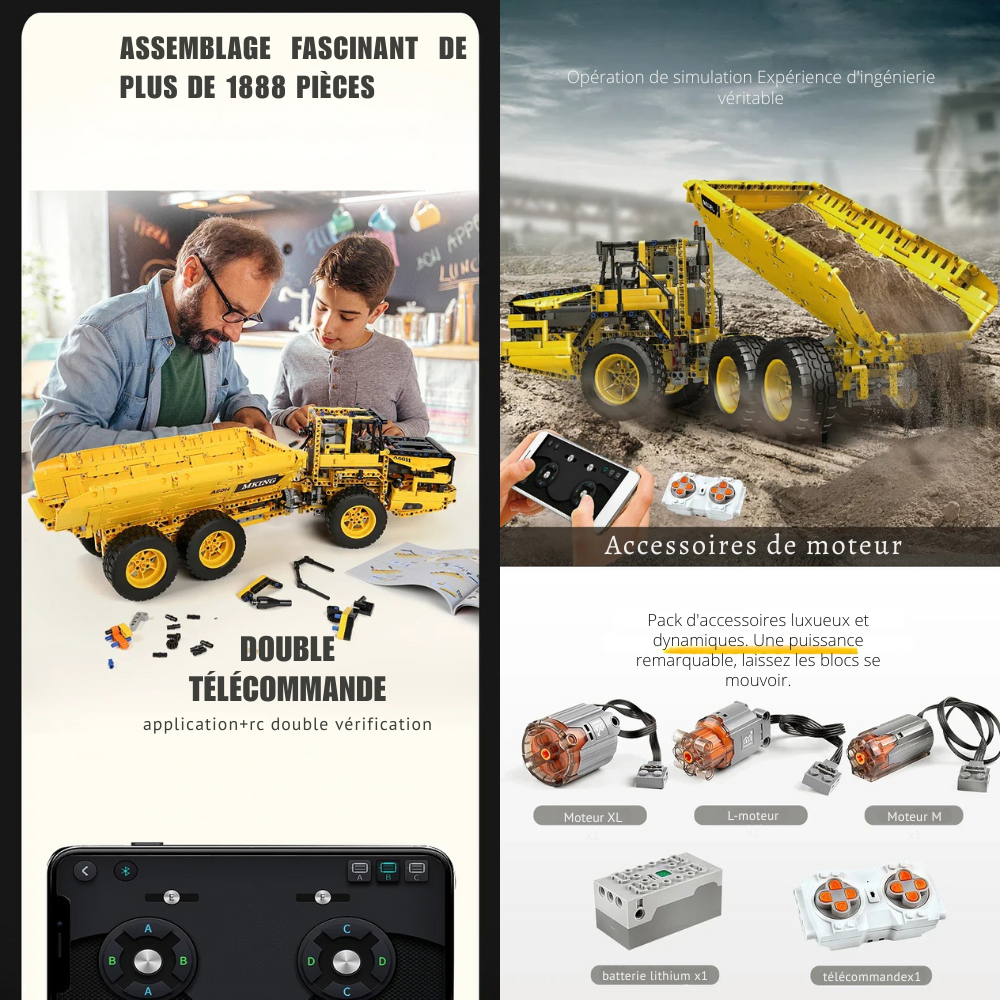Camion benne Technique Télécommandé – 1888 pièces